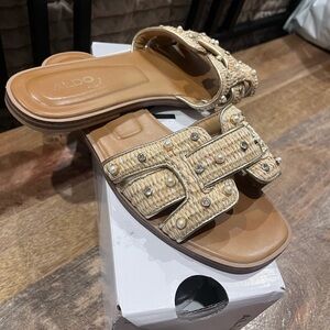 Aldo Women's Beige Pearl Embellished Sandals